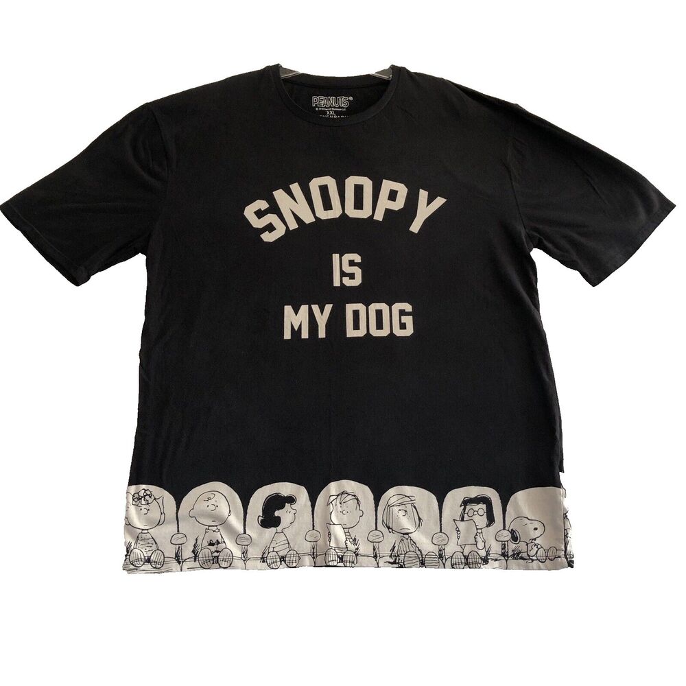 Eleven Paris Shirt Mens XXL Black Snoopy Peanuts Gang Group Front Back Art 2018